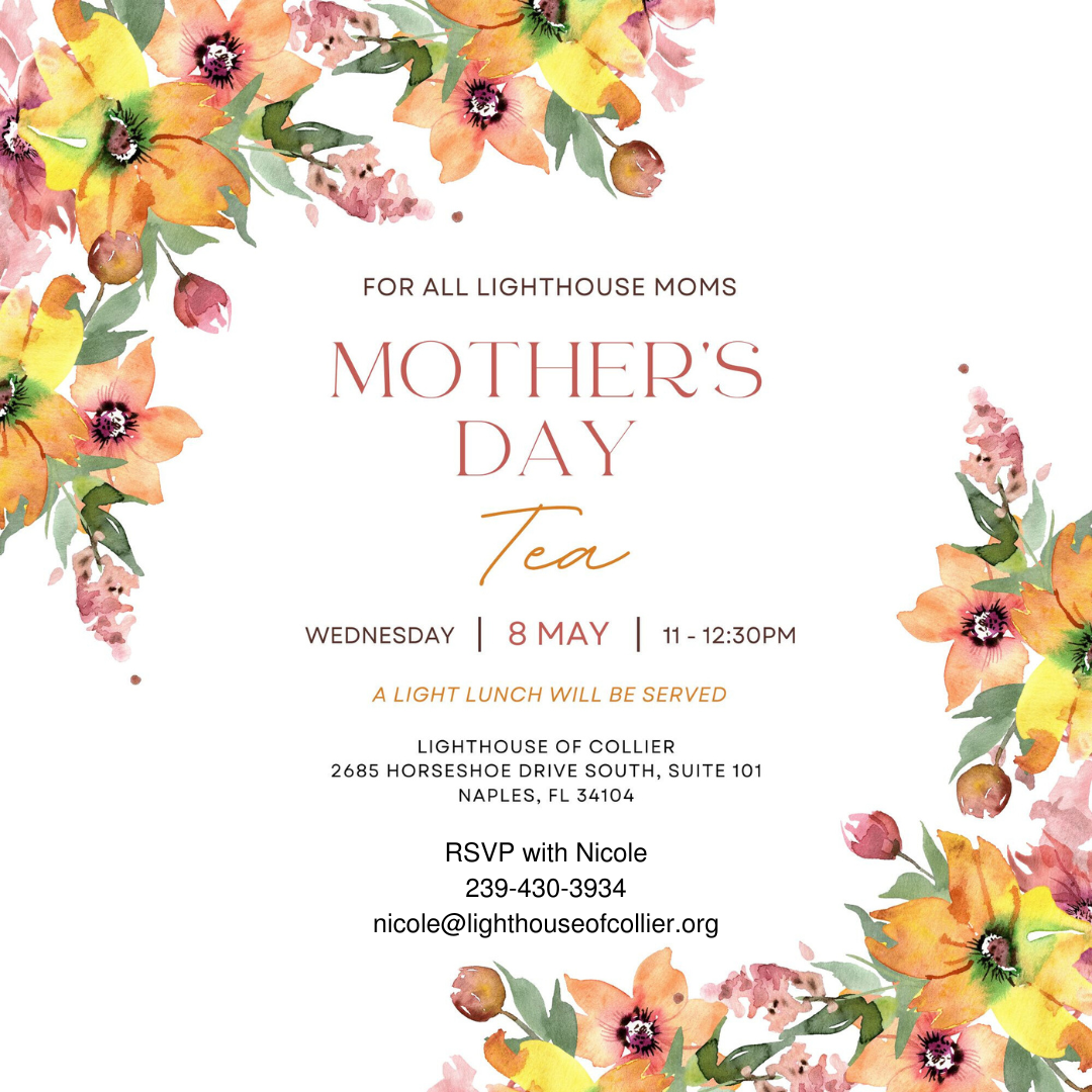 Mother's Day tea invitation with floral design