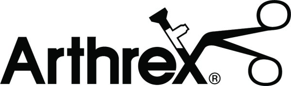 Arthrex logo with surgical scissors